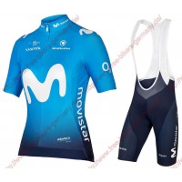 Radsport MOVISTAR TEAM 2018 Damen Radbekleidung Satz Trikot Kurzarm+Trägerhosen Set