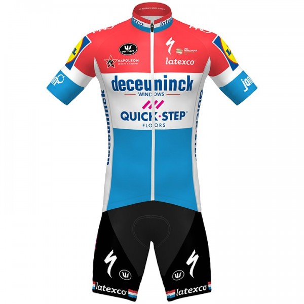 Fahrradbekleidung Radsport 2020 DECEUNINCK QUICK-STEP Luxembourgian Champion Radbekleidung Satz Trikot Kurzarm+Fahrradhose Set Fahrradbekleidung Radsport 2020 DECEUNINCK QUICK-STEP Luxembourgian Champion Radbekleidung Satz Trikot Kurzarm+Fahrradhose Set