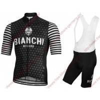 Profiteams BIANCHI MILANO Davoli Black Radbekleidung Satz Trikot Kurzarm+Trägerhosen Set Outlet