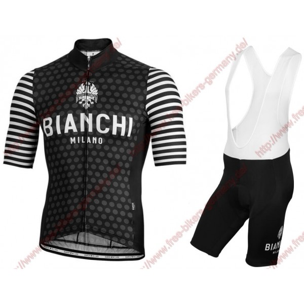 Profiteams BIANCHI MILANO Davoli Black Radbekleidung Satz Trikot Kurzarm+Trägerhosen Set Outlet