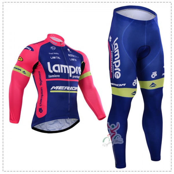 2015 Lampre Fahrradbekleidung Radtrikot Satz Langarm und Lange Fahrradhose YSYO164