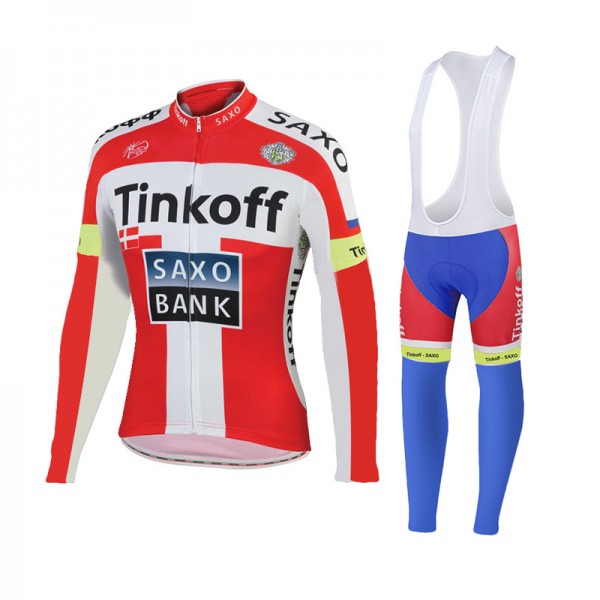 2015 Tinkoff Saxo Bank Rouge Fahrradbekleidung Radtrikot Satz Langarm und Lange Trägerhose DJHC993 2015 Tinkoff Saxo Bank Rouge Fahrradbekleidung Radtrikot Satz Langarm und Lange Trägerhose DJHC993
