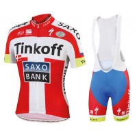 Tinkoff-Saxo Bank Champion danoise 2015 Fahrradbekleidung Satz Fahrradtrikot Kurzarm Trikot und Kurz Trägerhose KTKF733