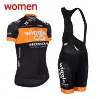 2015 Wiggle Damen Fahrradbekleidung Satz Fahrradtrikot Kurzarm Trikot und Kurz Trägerhose GVEM450