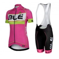 2015 ALE Damen rose Fahrradbekleidung Satz Fahrradtrikot Kurzarm Trikot und Kurz Trägerhose PGBG732
