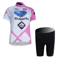 Subaru Radtrikot Kurzarm Kurz Radhose Weiß Rosa Damen VEMZ199
