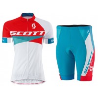 2015 Scott Rot-Weiß Damen Radbekleidung Radtrikot Kurzarm und Fahrradhosen Kurz ZLQH788