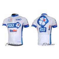 2012 FDJ-BigMatRadtrikot Kurzarm Weiß Blau VNLU794