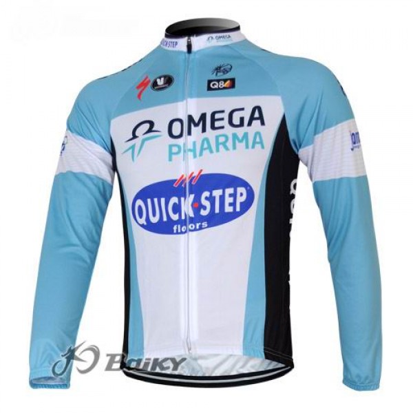 Omega Pharma Quick Step Pro Team Fahrradtrikot Langarm Blau Weiß WKCQ802 Omega Pharma Quick Step Pro Team Fahrradtrikot Langarm Blau Weiß WKCQ802