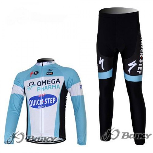 Omega Pharma Quick Step Pro Team Radbekleidung Satz Fahrradtrikot Langarm und Lang Radhose Blau Weiß JVOS611 Omega Pharma Quick Step Pro Team Radbekleidung Satz Fahrradtrikot Langarm und Lang Radhose Blau Weiß JVOS611