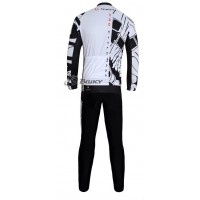 Nalini Pro Team Radbekleidung Satz Fahrradtrikot Langarm und Lang Radhose Weiß Schwarz UOEH796
