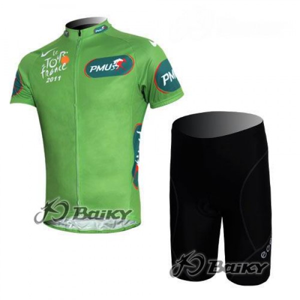 Tour de France 2011 Radbekleidung Radtrikot Kurzarm und Fahrradhosen Kurz Grünes Trikot EESU148 Tour de France 2011 Radbekleidung Radtrikot Kurzarm und Fahrradhosen Kurz Grünes Trikot EESU148