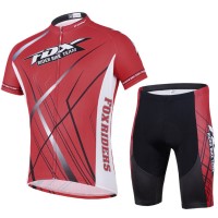 2014 Fox Bike Team Radbekleidung Radtrikot Kurzarm und Fahrradhosen Kurz Rot ETIM648