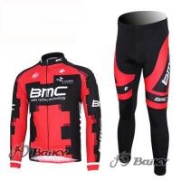BMC Racing Pro Team Fahrradbekleidung Radtrikot Satz Langarm und Lange Fahrradhose Rot UFGV779
