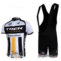 RadioShack Trek Nissan Livestrong Fahrradbekleidung Satz Fahrradtrikot Kurzarm Trikot und Kurz Trägerhose Weiß Schwarz Gelb Y