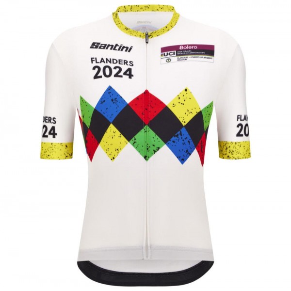Bekleidung Herren Santini UCI Gravel Weltmeisterschaft trikot Flandern 2024-Weiss Bekleidung Herren Santini UCI Gravel Weltmeisterschaft trikot Flandern 2024-Weiss