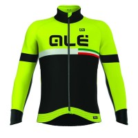 2016 ALE TIRRENO Radtrikot Langarm-Schwarz GELB FLUO CQHP353