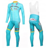 2016 Astana Pro Team Fahrradbekleidung Satz Radtrikot Langarm+Lang Trägerhose ZNIV589