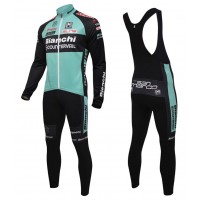 2016 Bianchi MTB Grün Fahrradbekleidung Satz Radtrikot Langarm+Lang Trägerhose JDVF214