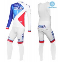 2016 Team FDJ Weiß thermisch Fahrradbekleidung Satz Radtrikot Langarm+Lang Trägerhose CNJW735