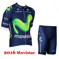 2016 Movistar Radbekleidung Radtrikot Kurzarm und Fahrradhosen Kurz CWSE917