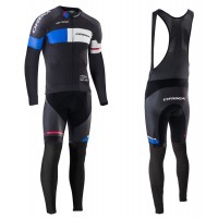 2016 Orbea Team Pro Schwarz-Blau Fahrradbekleidung Satz Radtrikot Langarm+Lang Trägerhose YGLT517