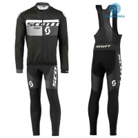 2016 Scott RC Schwarz-Grau thermisch Fahrradbekleidung Satz Radtrikot Langarm+Lang Trägerhose IMWM705