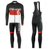 2016 Scott Team Schwarz-Rot-Weiß Fahrradbekleidung Satz Radtrikot Langarm+Lang Trägerhose JXHV848