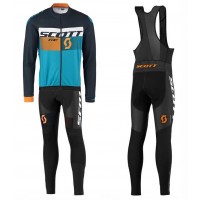 2016 Scott RC Schwarz-Gelb-Blau Fahrradbekleidung Satz Radtrikot Langarm+Lang Trägerhose RFGZ146
