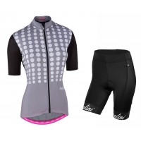 2017 Nalini PRO Optical Damen Grau Fahrradbekleidung Satz Radtrikot Kurzarm+Kurz Trägerhose 117MYDX