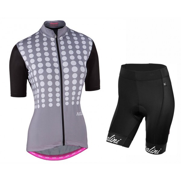2017 Nalini PRO Optical Damen Grau Fahrradbekleidung Satz Radtrikot Kurzarm+Kurz Trägerhose 117MYDX